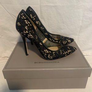 BCBG Stunning Black & Cream Lace Pumps
